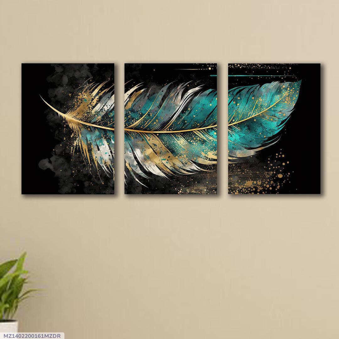 Multicolor leaf shaped design wall art and panting _ 3 pic