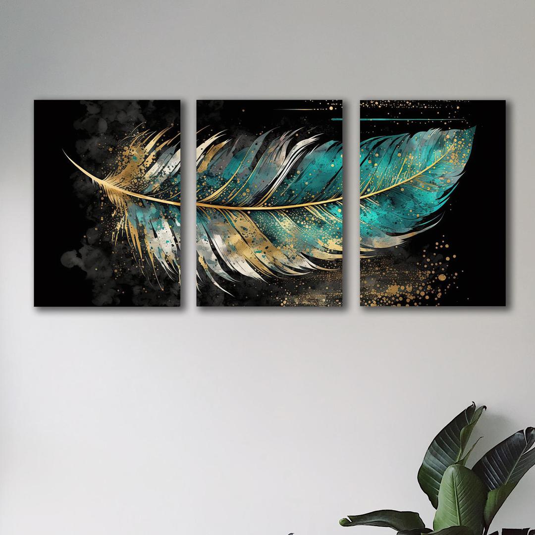Multicolor leaf shaped design wall art and panting _ 3 pic
