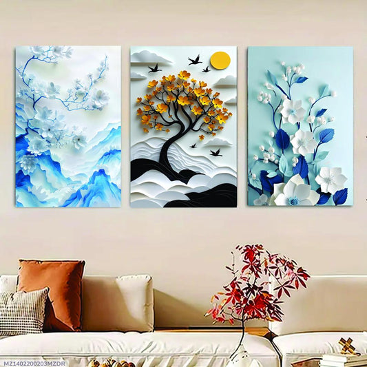 Multicolor Tree Design Wall Art_ 3 pic set