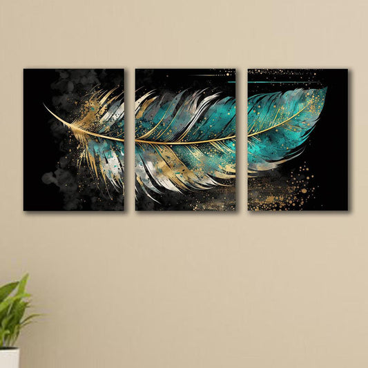 Multicolor leaf shaped design wall art and panting _ 3 pic
