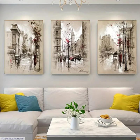 Stunning 3 PCs Abstract Wall Art & painting for vibrant Home Drcore