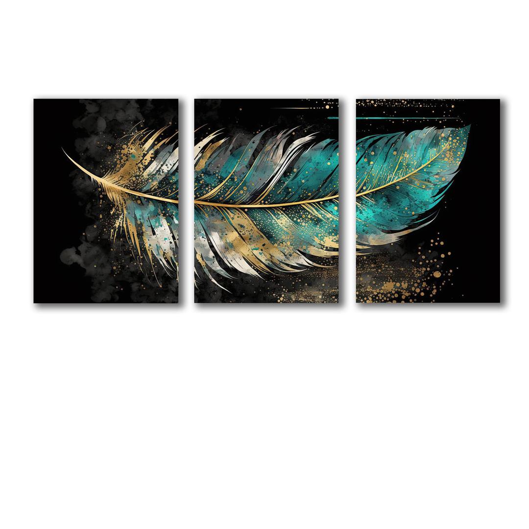 Multicolor leaf shaped design wall art and panting _ 3 pic